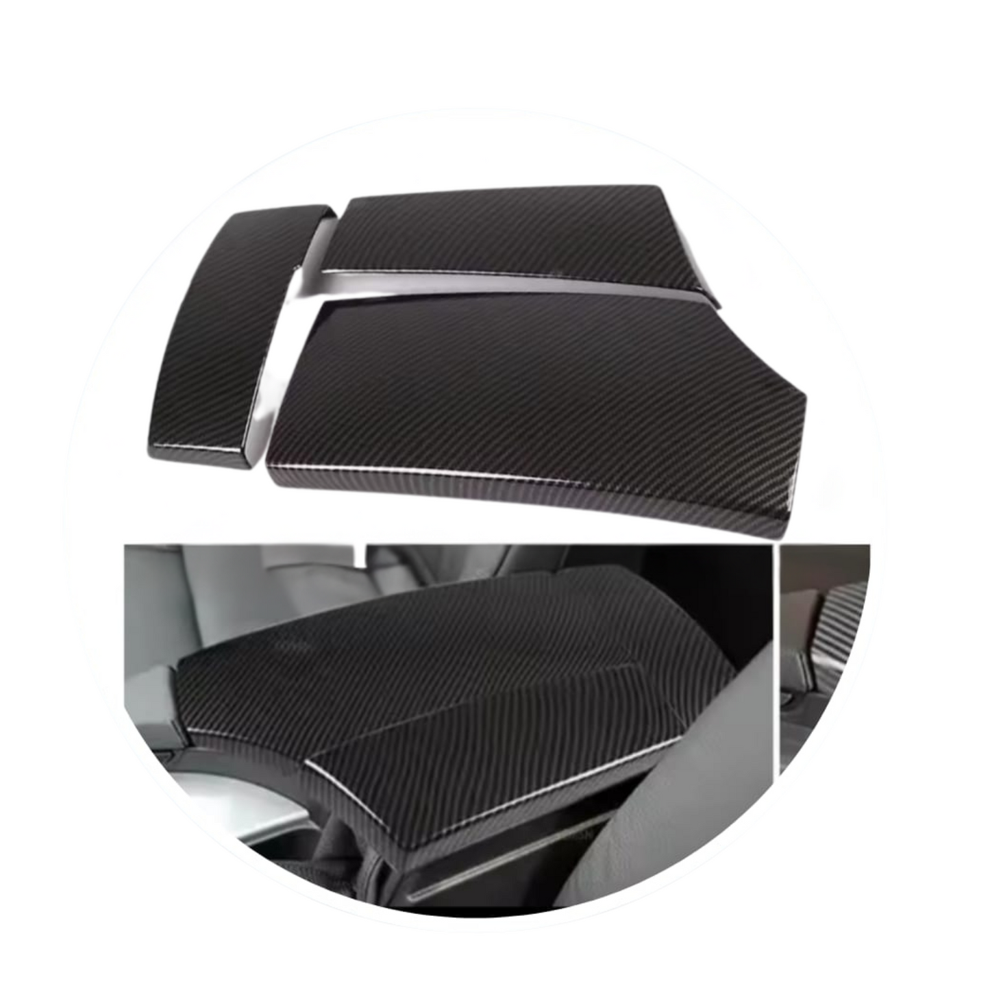 BMW E60 Armrest Cover – Carbon Fiber Pattern (Plastic Material)
