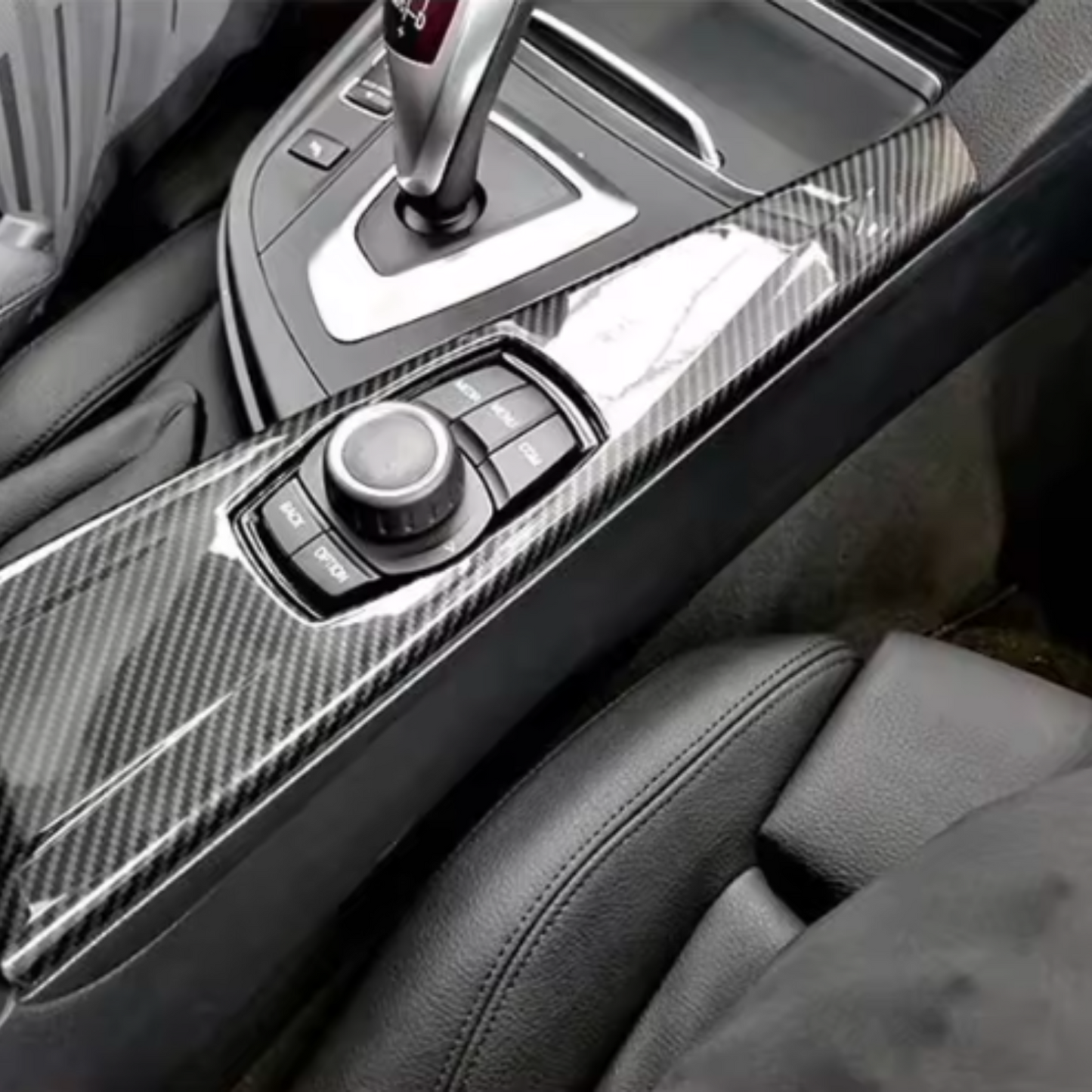 Bmw Center Consol Plastic Cover Carbon Fiber