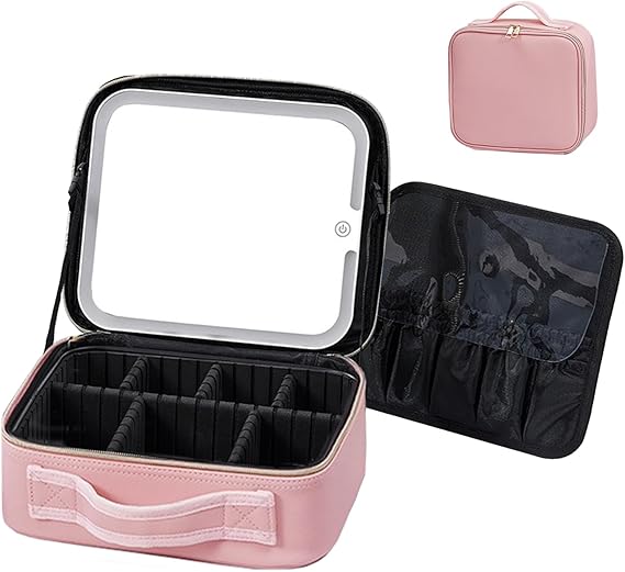 Travel Makeup Bag With LED Mirror