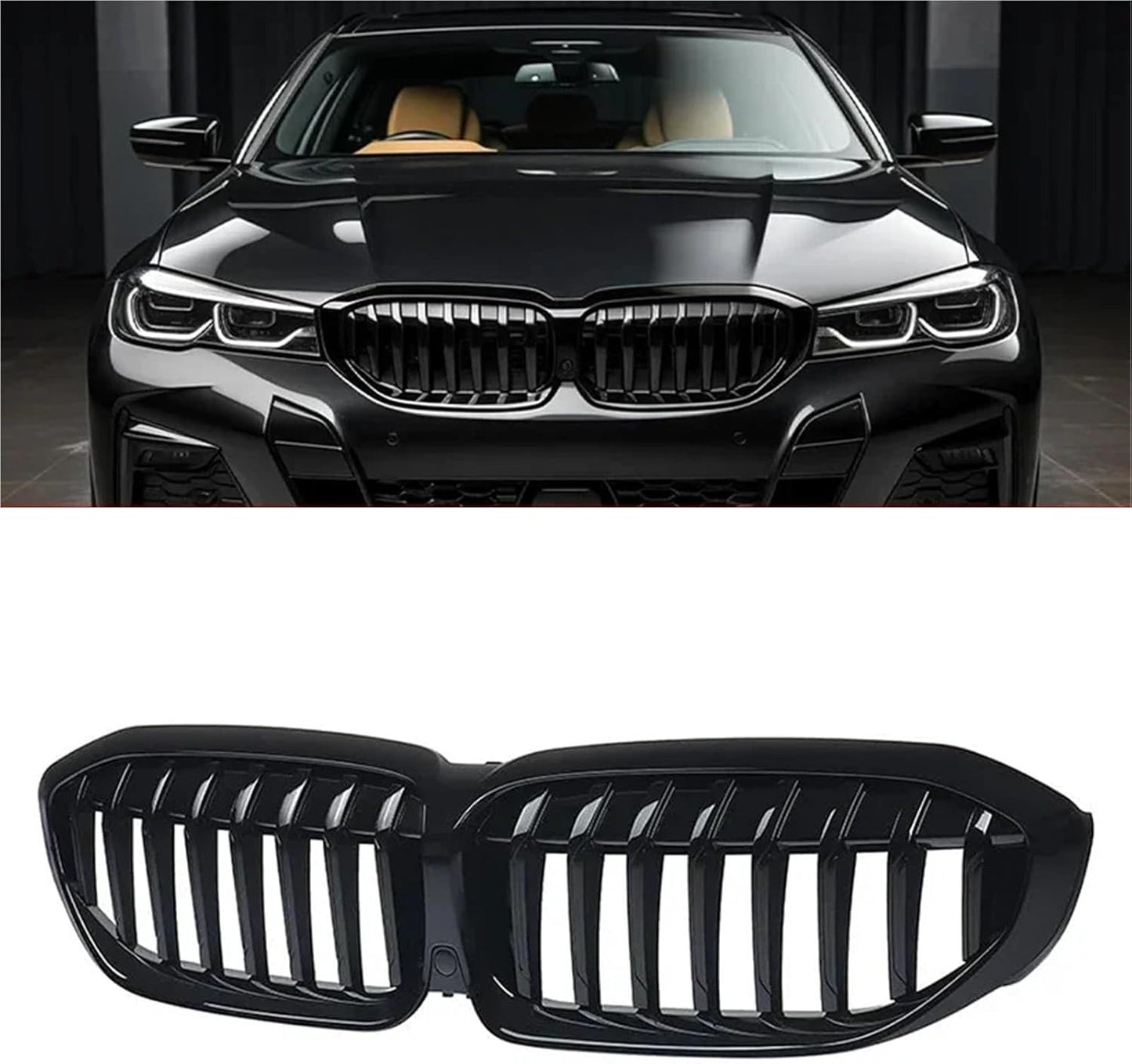 BMW 3 Series G20 G21 (2019–2022) Front Kidney Grill – Black Diamond Single Line – With or Without Camera