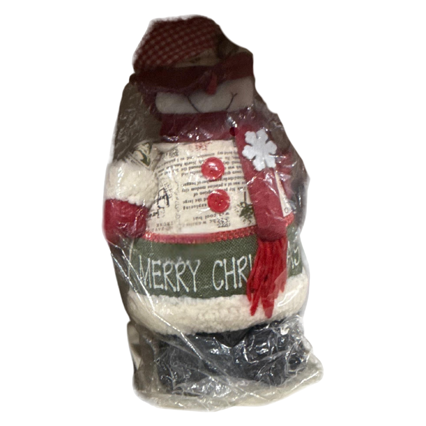 “Merry Christmas” Snowman Plush Decoration – Cozy Holiday Figurine