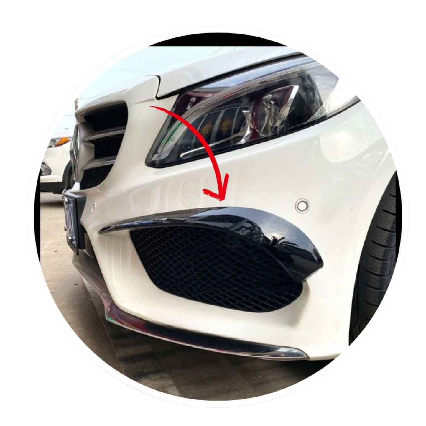 Mercedes W205 Front Bumper Air Vent Trim (Set of 2 – Black/Carbon)