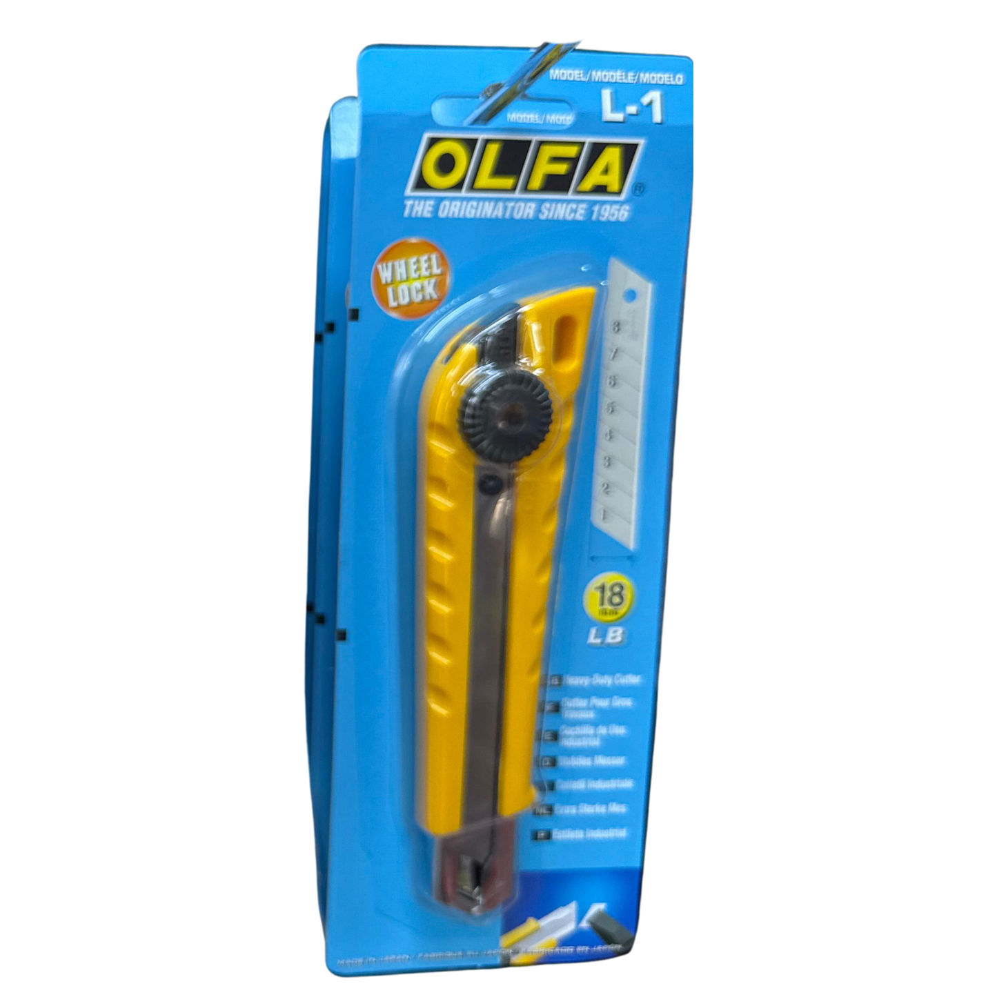 OLFA L-1 – Heavy-Duty Cutter (18mm Snap-Off Blade, Wheel Lock)