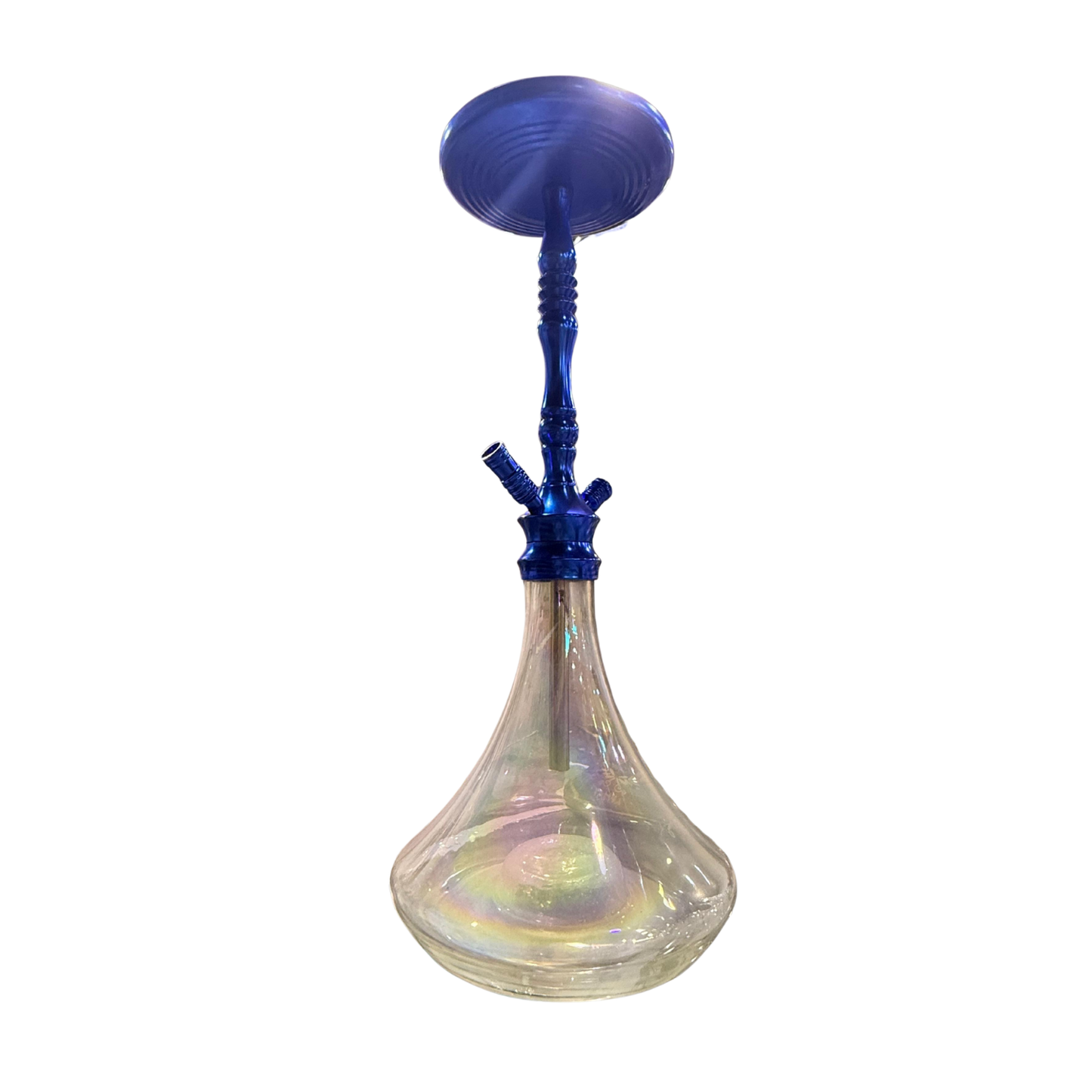 Blue Classic Hookah – Iridescent Base with Sleek Metallic Stem