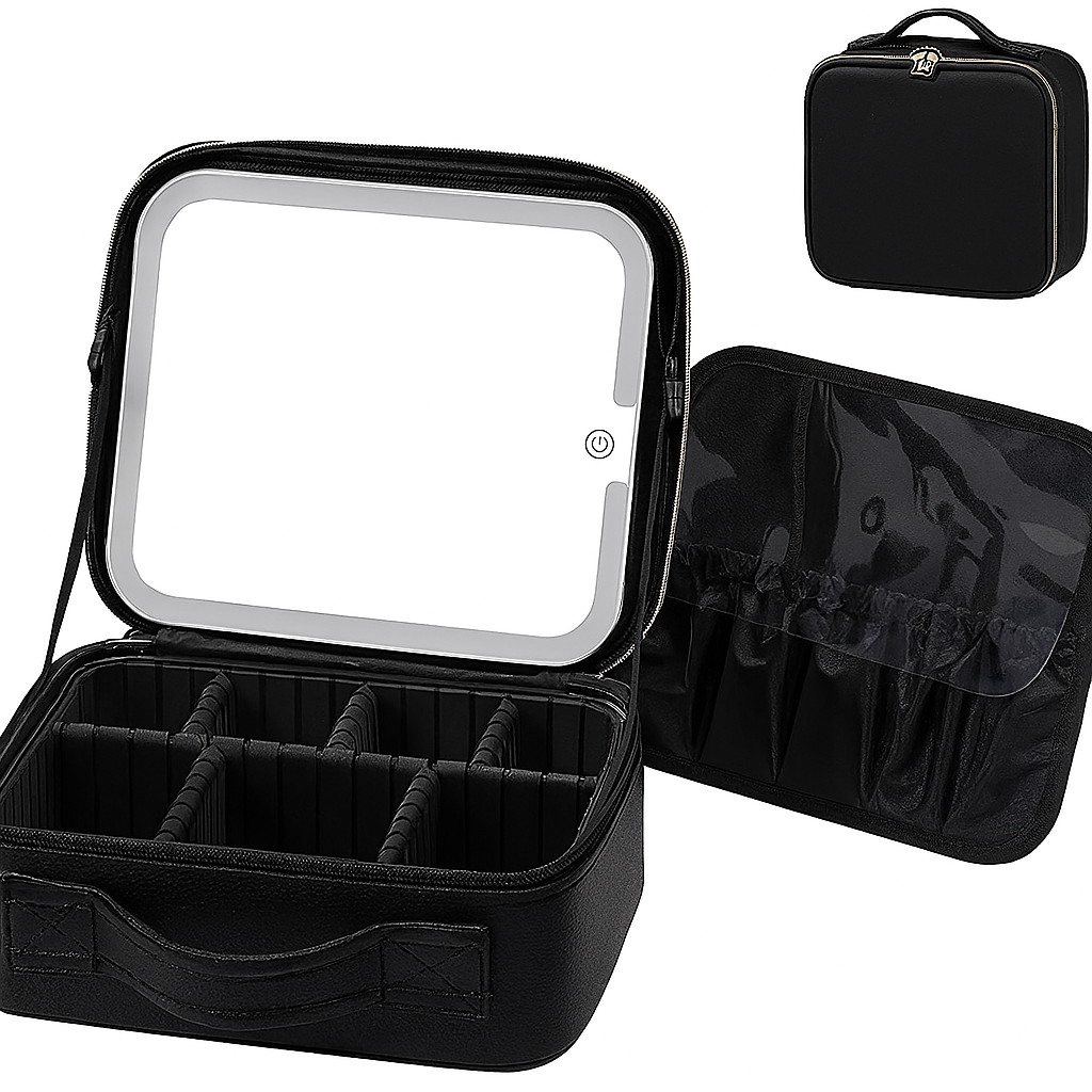 Travel Makeup Bag With LED Mirror