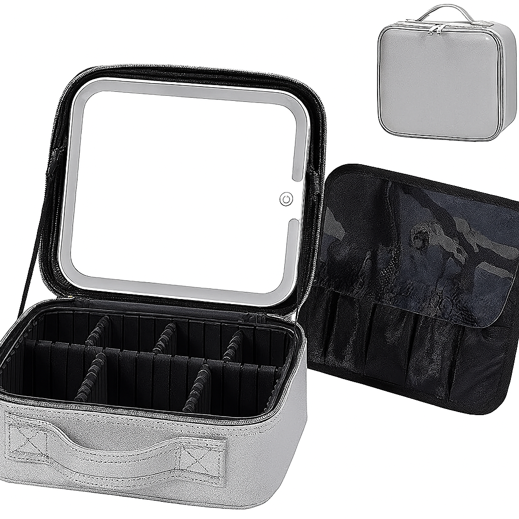 Travel Makeup Bag With LED Mirror