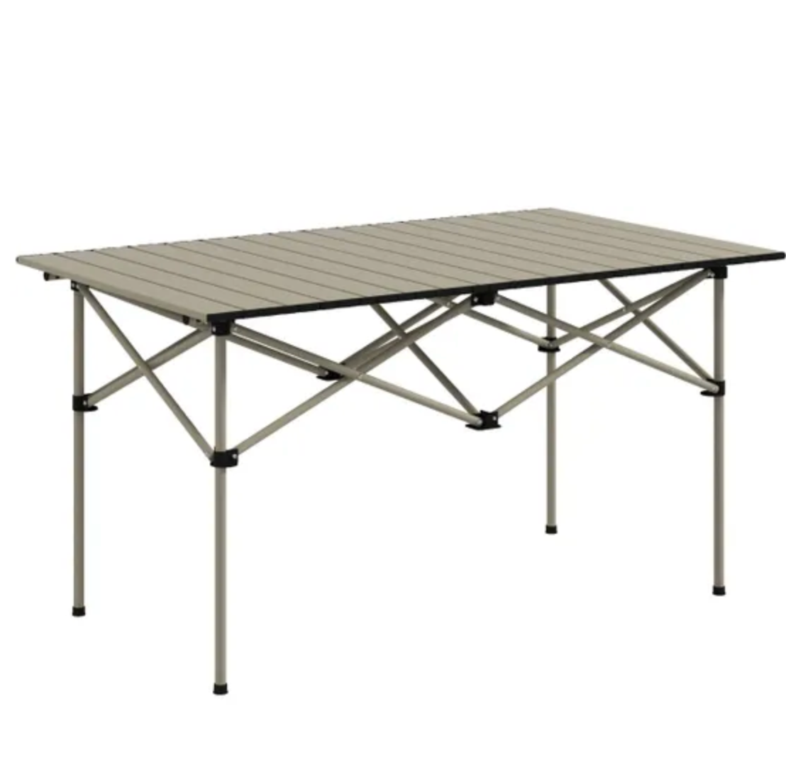 Aluminium Folding Camping Table with Roll-Up Top and Bag