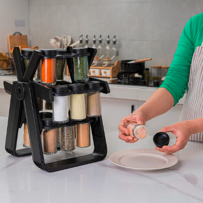 360° Rotating spice rack With Container
