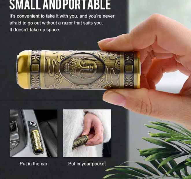 Portable Buddha-Engraved Electric Hair Trimmer