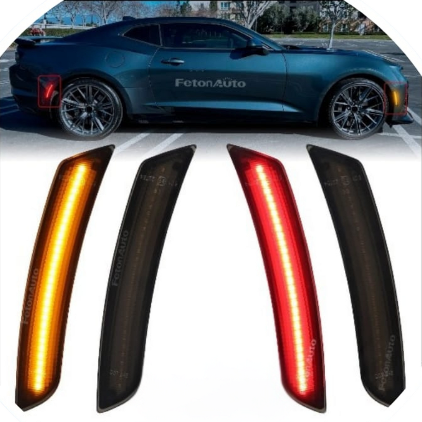 Camaro & Cadillac Front + Rear LED Lights (Yellow + Red)