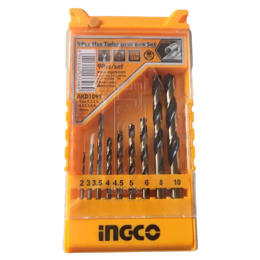 INGCO 9 Pcs HSS Twist Drill Bit Set (Metal)