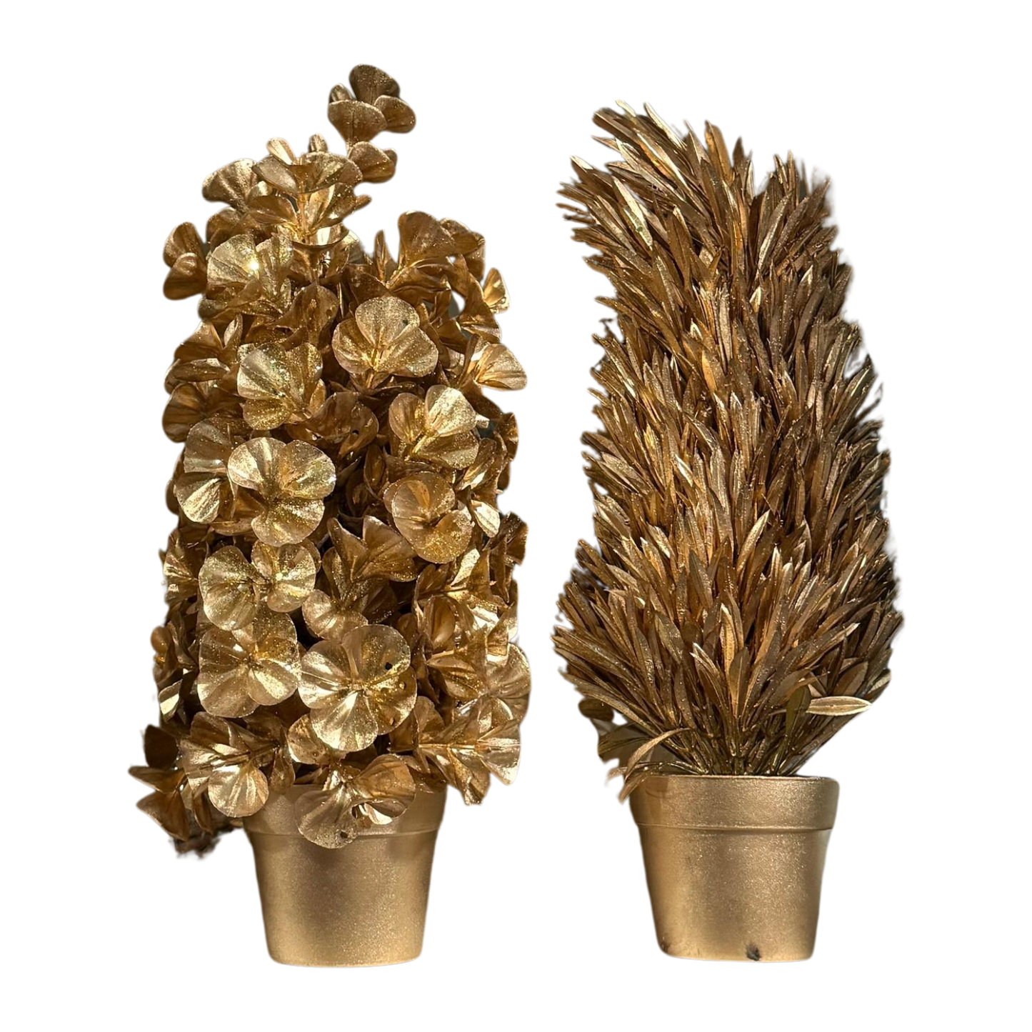 Luxurious Gold Topiary Trees - Metallic Floral or Spiked Potted Decor