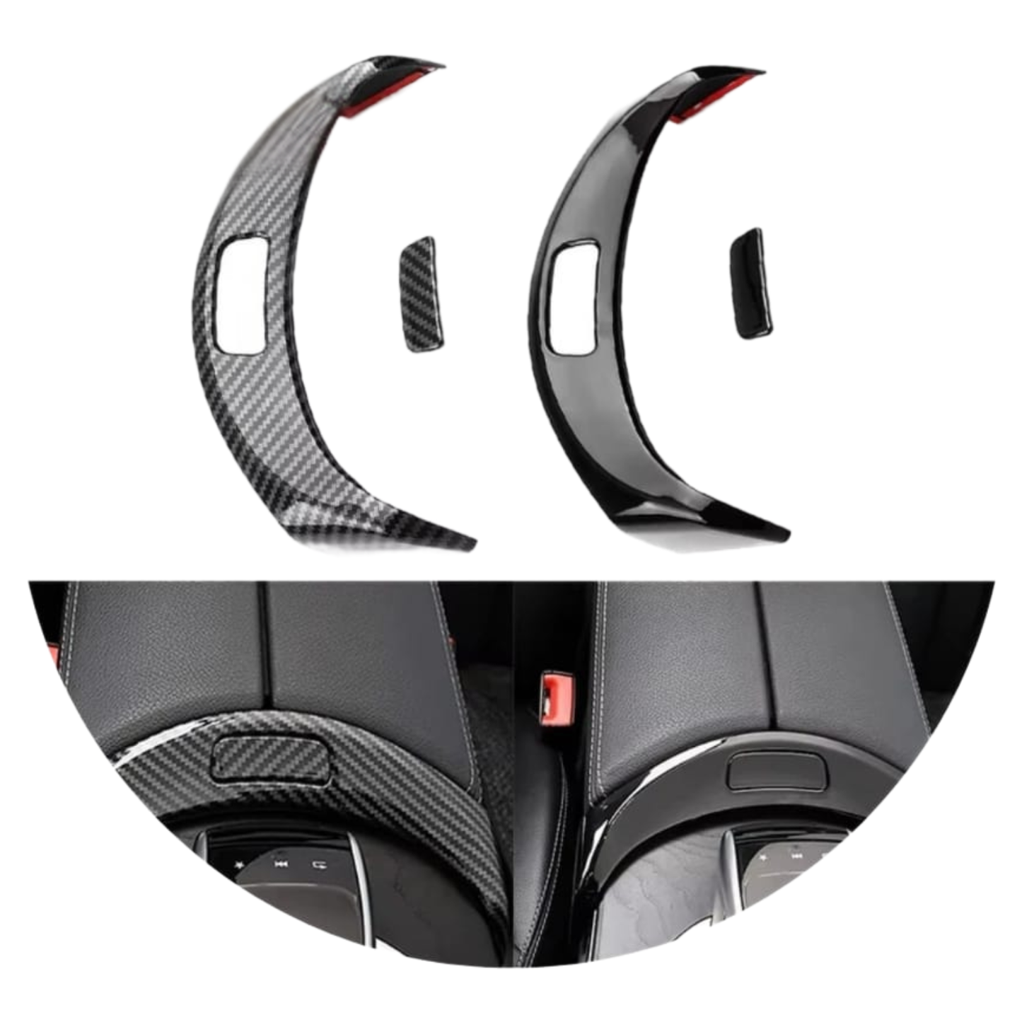 Mercedes W205 Armrest Switch Cover (Black & Carbon)