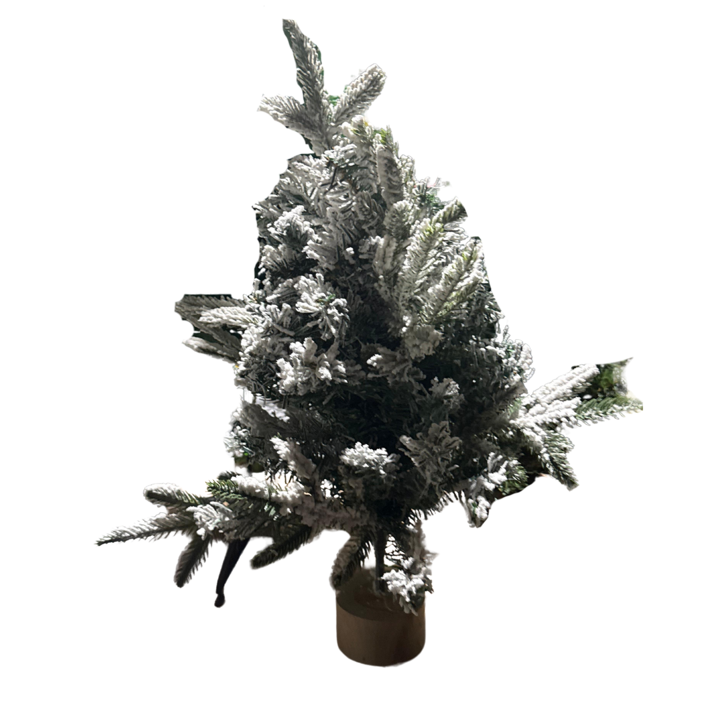 Mini Flocked Christmas Tree with Wood Base