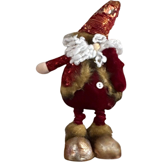Sequined Santa Gnome Plush – Festive Christmas Shelf Decoration