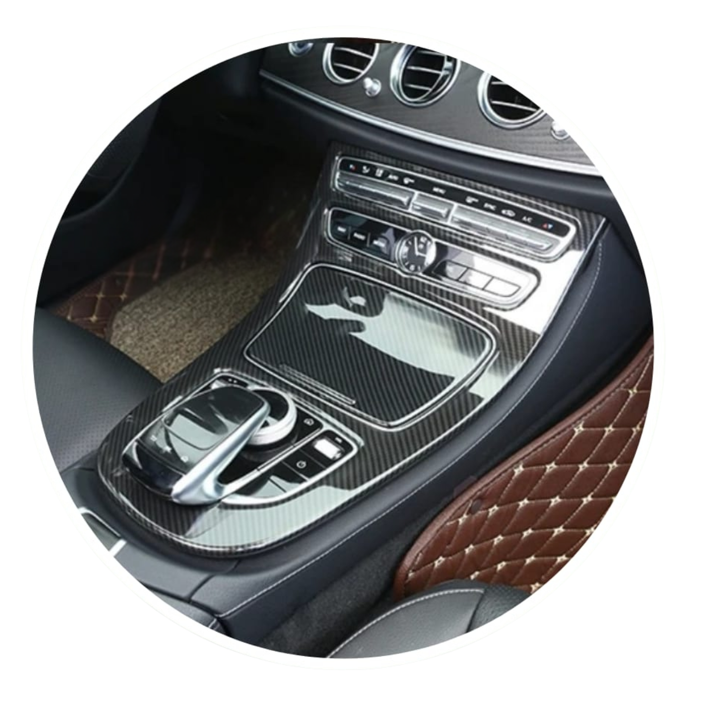 Mercedes W213 Carbon Center Console Panel Cover – Premium Interior Upgrade (2016–2018)