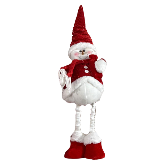 Long-Leg Snowman Plush Decoration – Soft Standing Christmas Figure