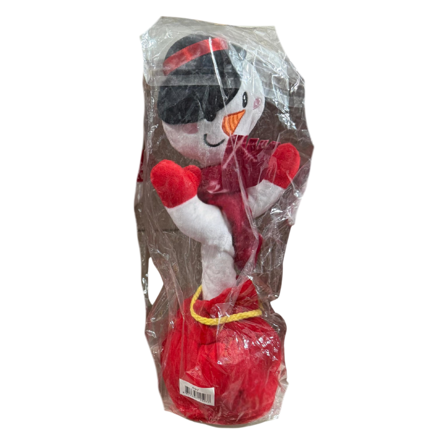 Christmas Plush Characters in Red Gift Bag Base – Reindeer, Bear & Snowman Decorations