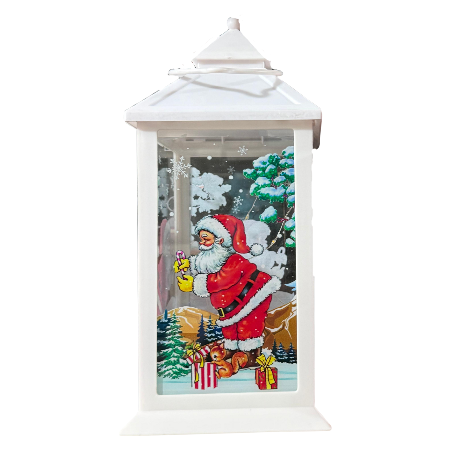 White Santa Lantern – Christmas Light-Up Decorative Holiday Display