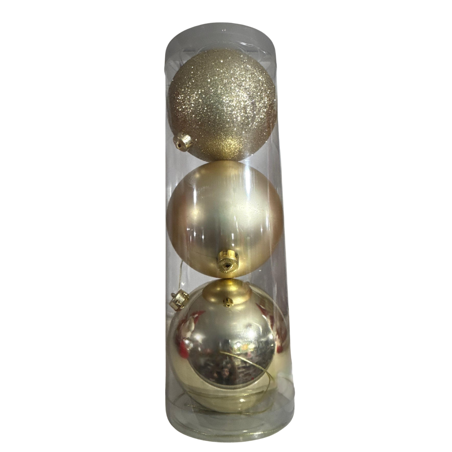 Large Gold Christmas Ornament Set – 3-Piece Mixed Finish Baubles