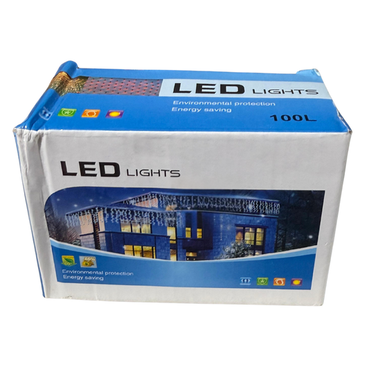 100 LED Icicle String Lights – Outdoor/Indoor Decoration | Energy-Saving & Eco-Friendly