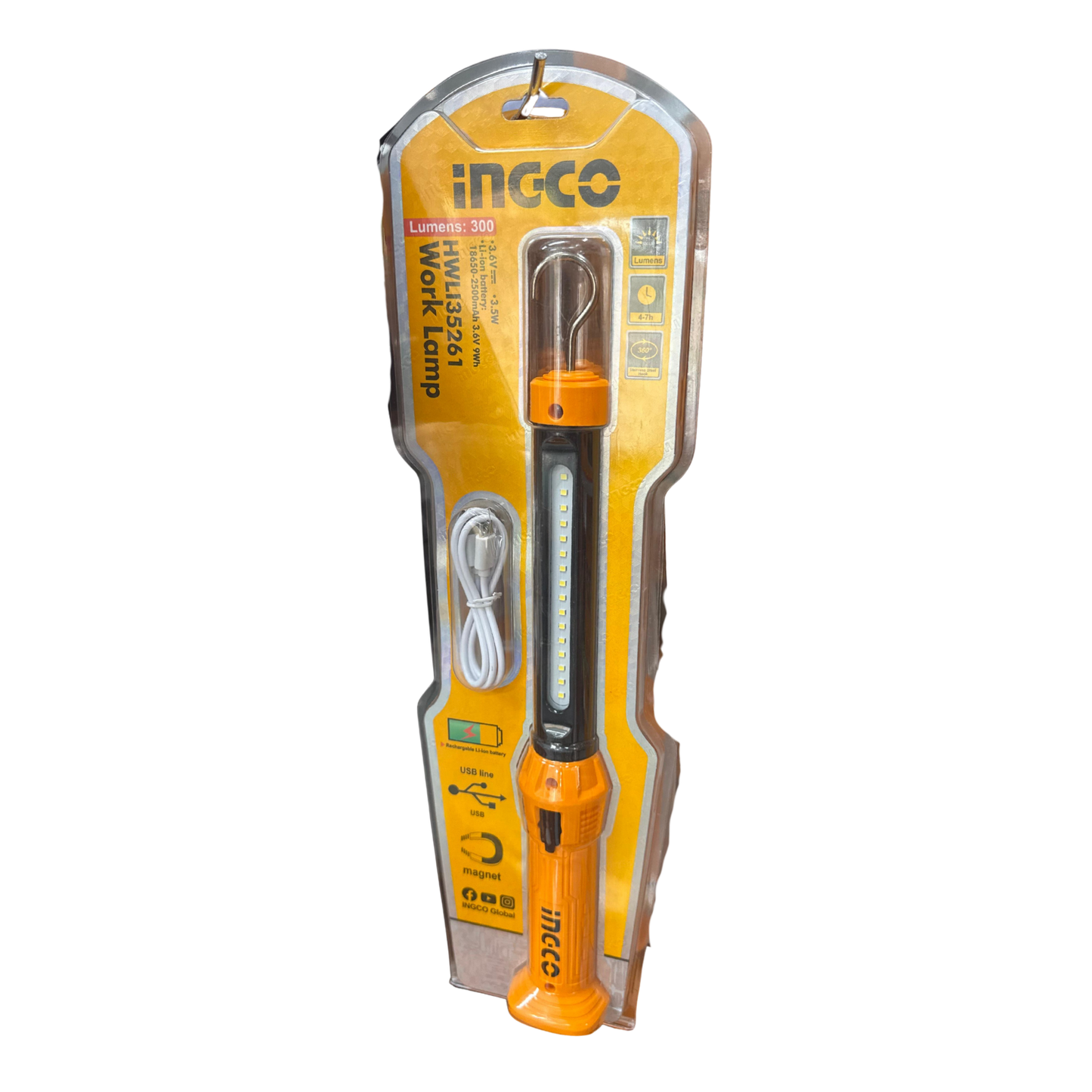INGCO Rechargeable LED Work Lamp (300 Lumens)