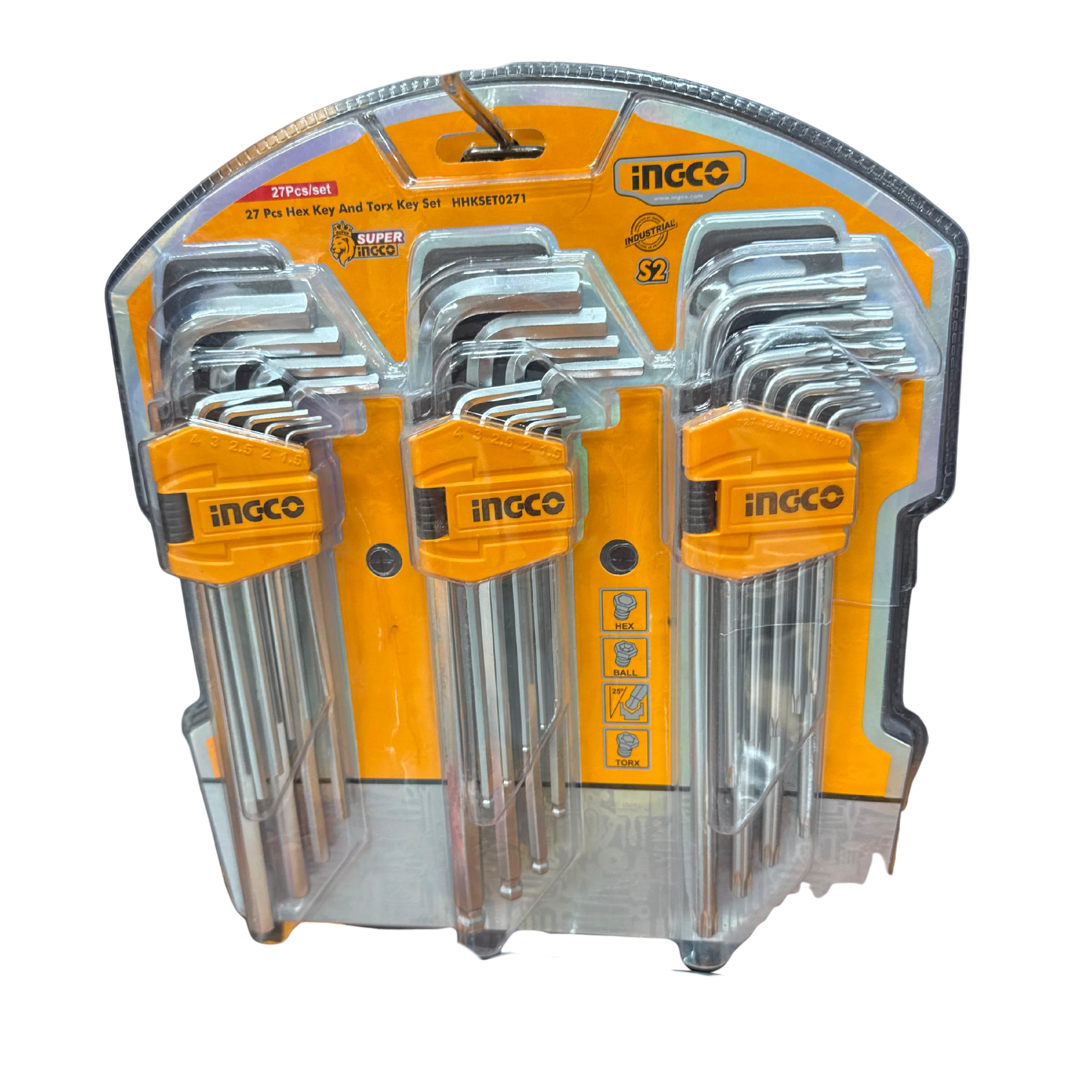 INGCO 27 Pcs Hex Key and Torx Key Set