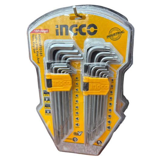 INGCO 18PCS Hex Key & Torx Key Set