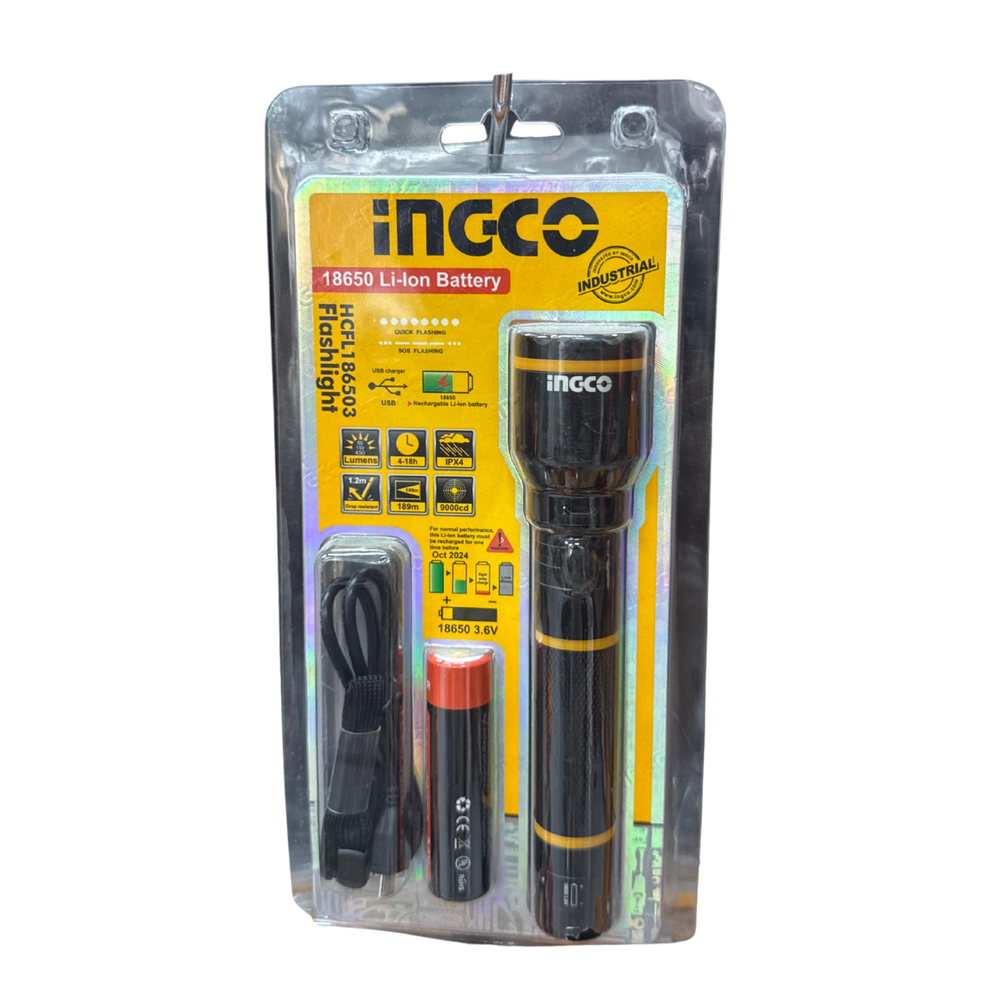 INGCO Rechargeable Flashlight (18650 Li-ion)