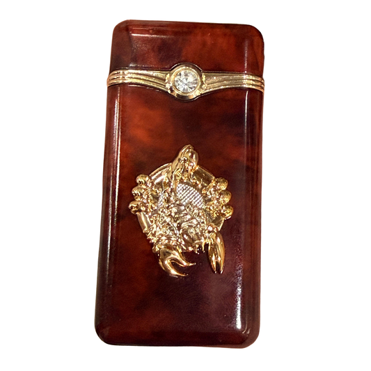 Luxury Brown & Gold Lighter – Crab Emblem Edition