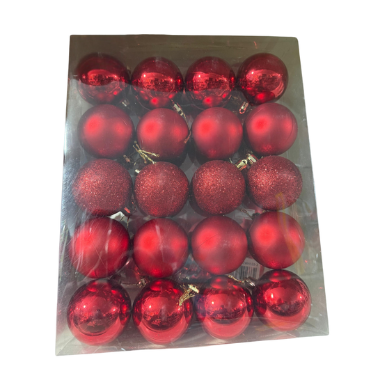 Red Christmas Ornament Set – 20-Piece Shatterproof Baubles