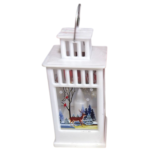 Mini Christmas Lantern – LED Holiday Scene (White or Red)