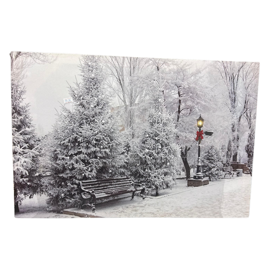 Winter Snowy Park Canvas – Frosted Landscape Wall Art