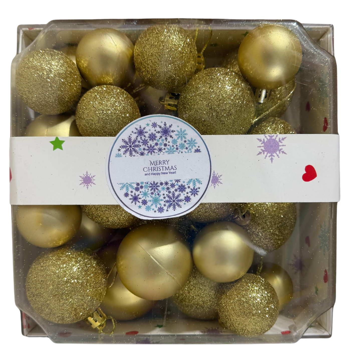 Mini Christmas Ornament Set – 24-Piece Shatterproof Baubles (Gold,Red and Bronze)