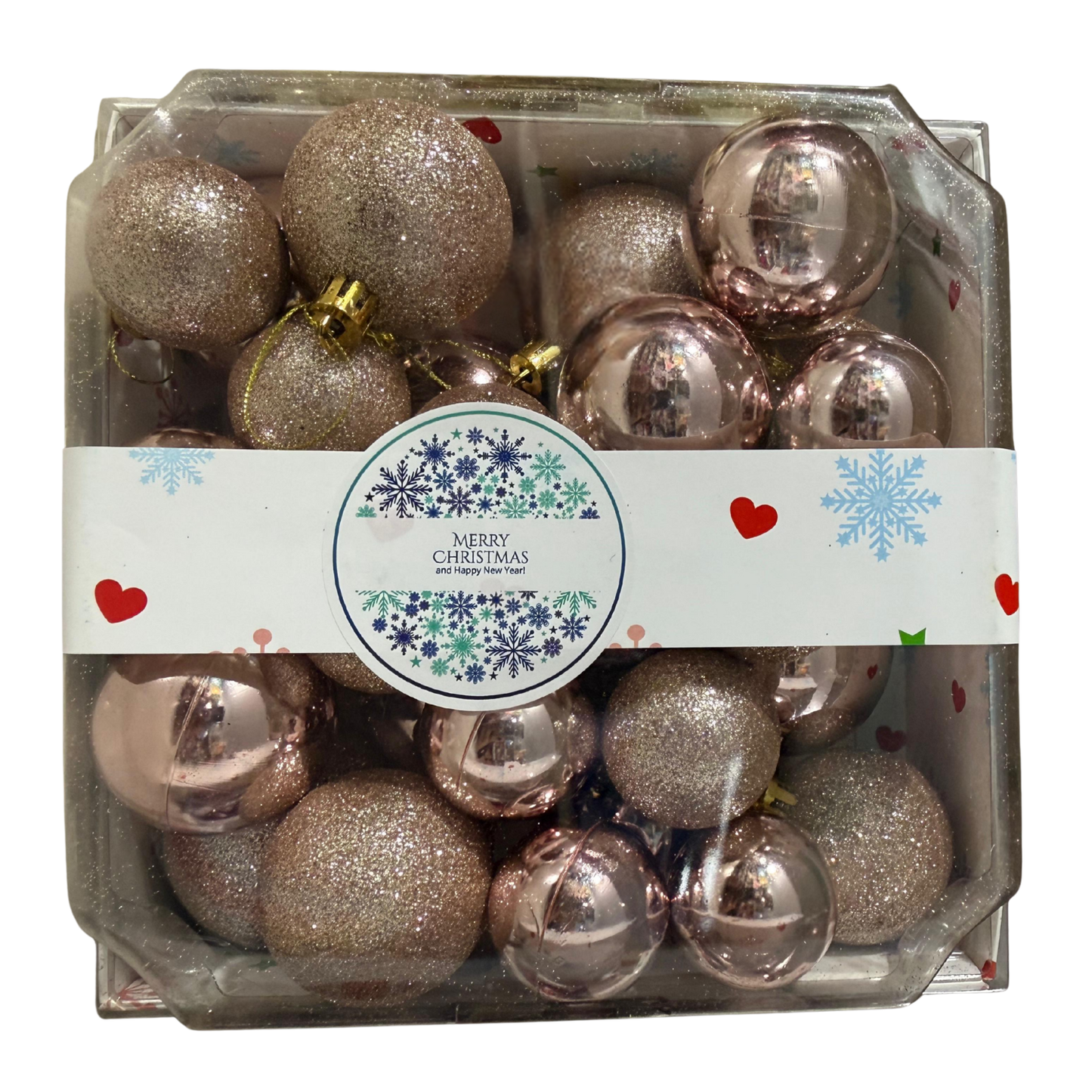 Mini Christmas Ornament Set – 24-Piece Shatterproof Baubles (Gold,Red and Bronze)