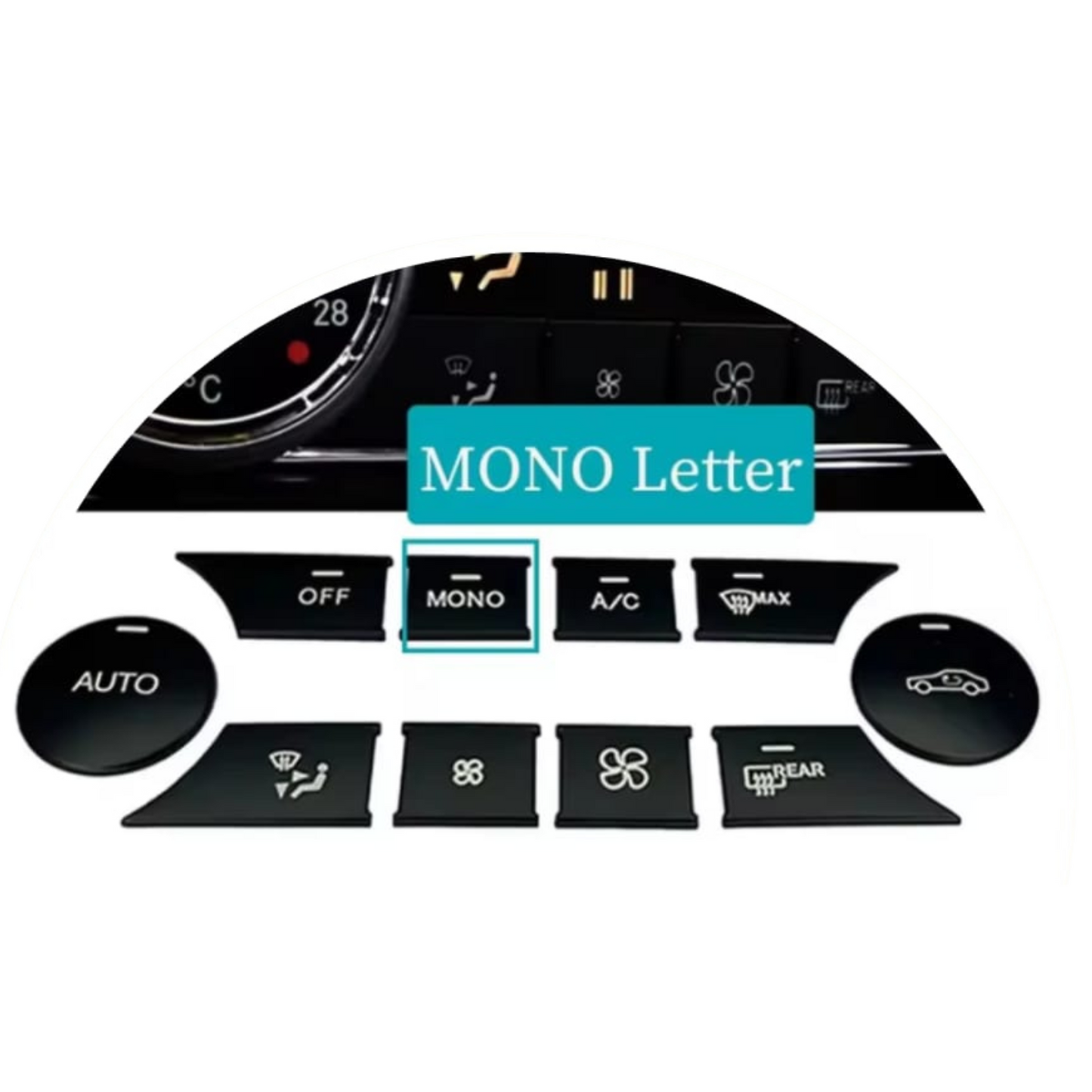 Mercedes W204  GLK Interior Button Covers – Black Plastic