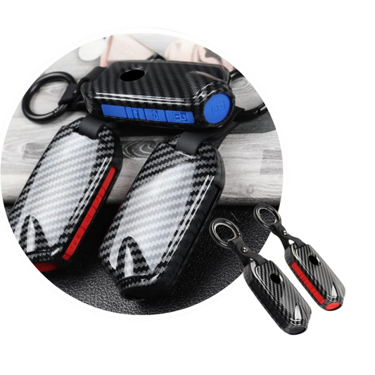 KIA Key Cover (2019+) – Carbon Pattern with Red or Black Trim