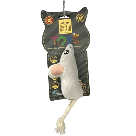 Cattie Premium Cat Toy – Mouse Shape with Rope Tail